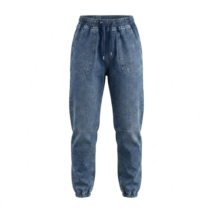 Girls Elastic Waist Denim Jogger Pants