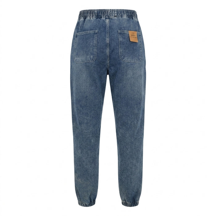 Girls Elastic Waist Denim Jogger Pants