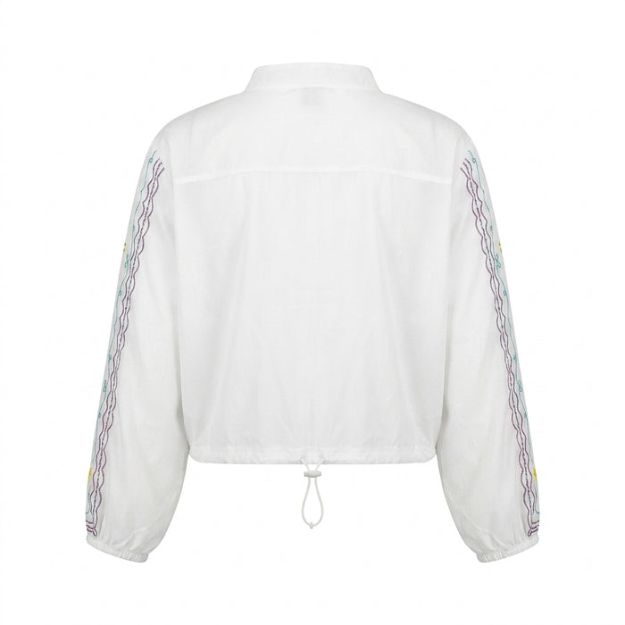 Girls Embroidered Tie Front Blouse
