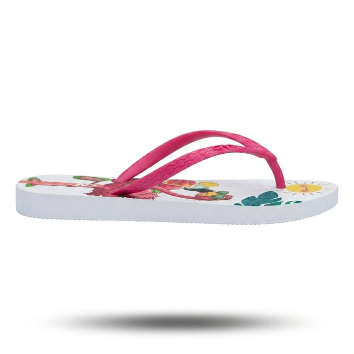 Girls Flamingo Print Flip Flop Sandals With Straps