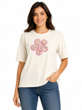 Girls Floral Patch Short Sleeve Top