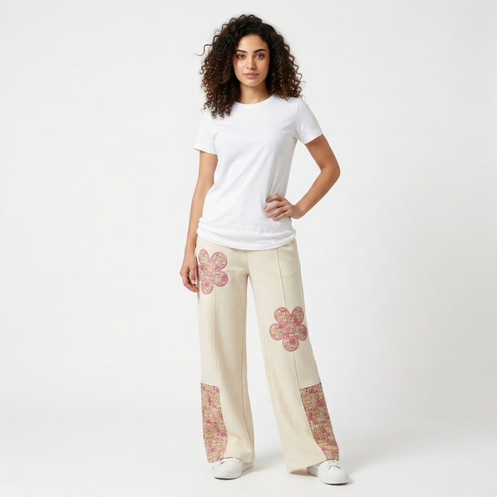 Girls Floral Patch Wide Leg Pants