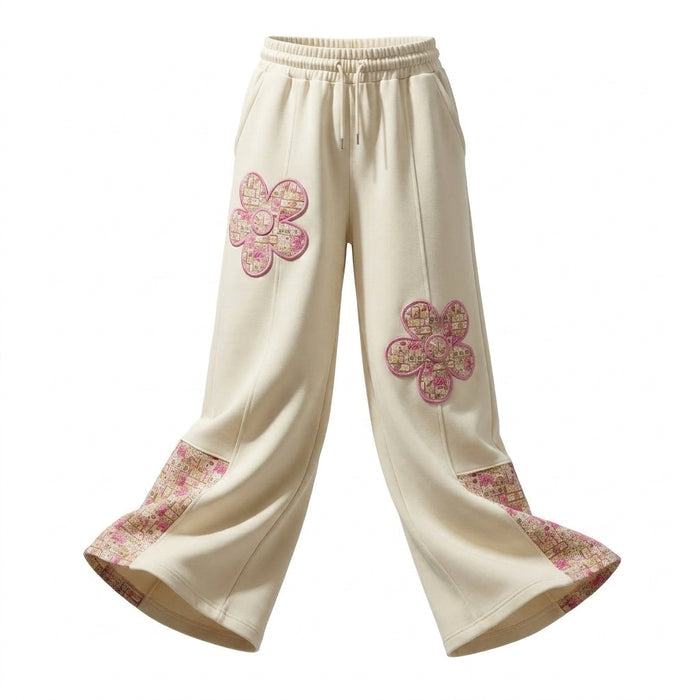 Girls Floral Patch Wide Leg Pants