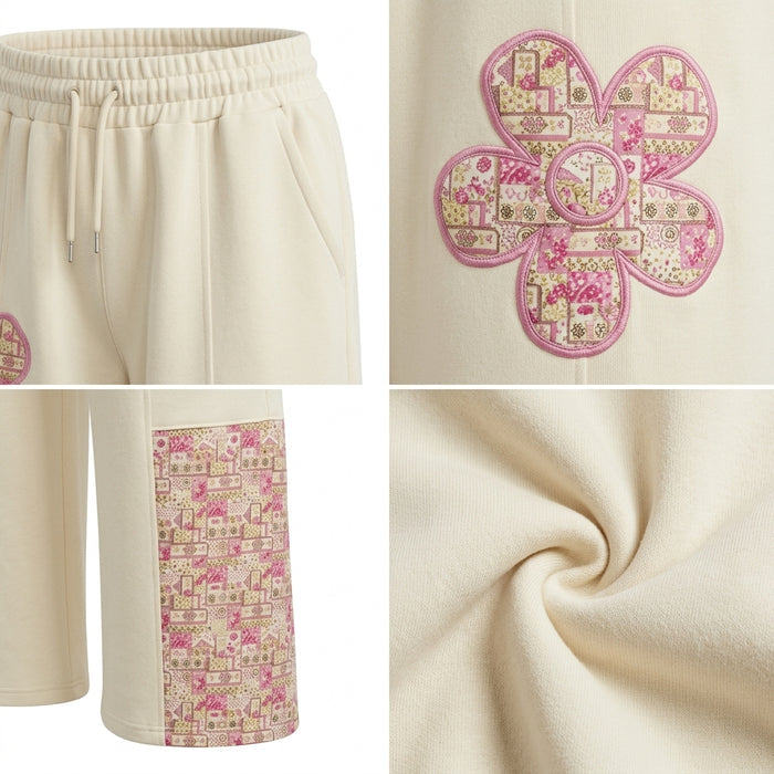 Girls Floral Patch Wide Leg Pants