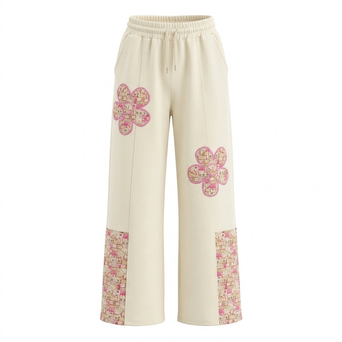 Girls Floral Patch Wide Leg Pants