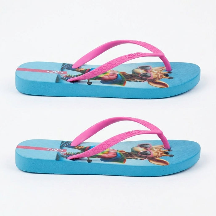 Girls Giraffe Print Flip Flop Sandals With Straps
