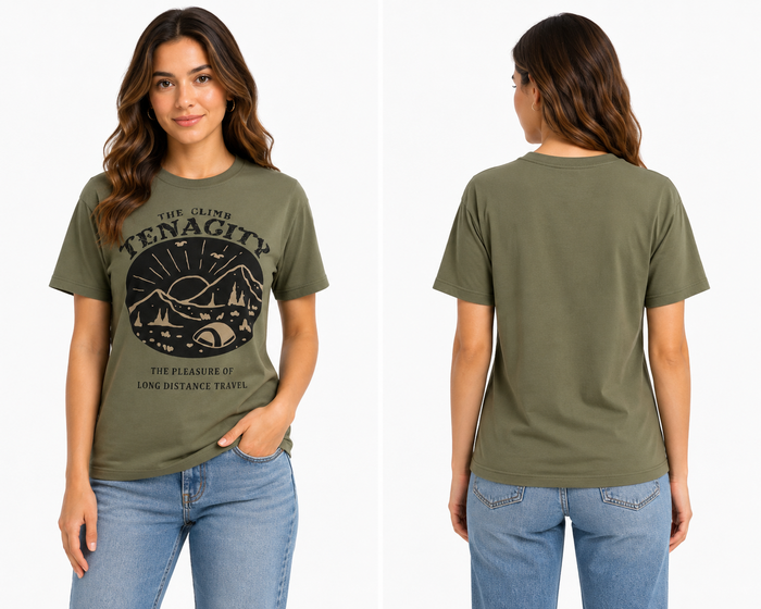 Woman Graphic Short Sleeve T Shirt With Outdoor Print
