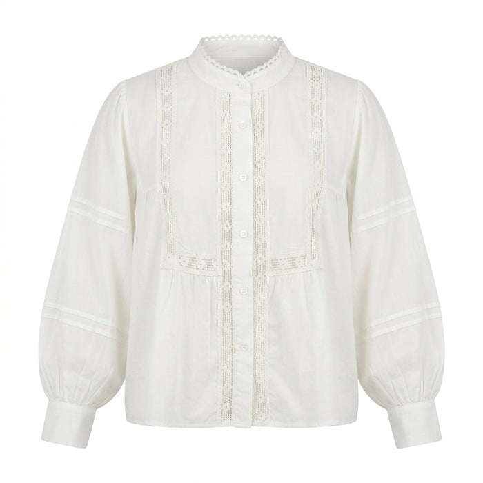Girls Long Sleeve Lace Trim Blouse