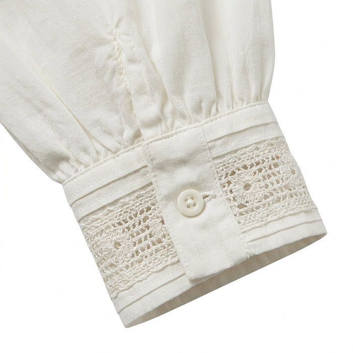 Girls Long Sleeve Lace Trim Blouse