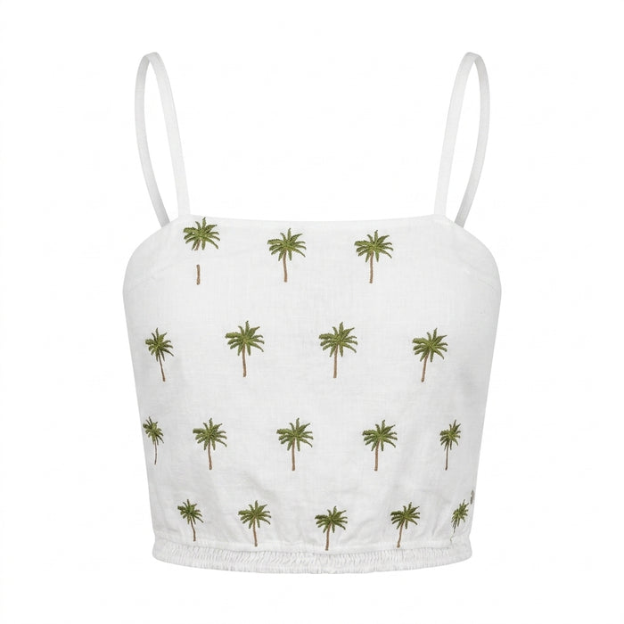 Girls Palm Tree Print Crop Camisole Top