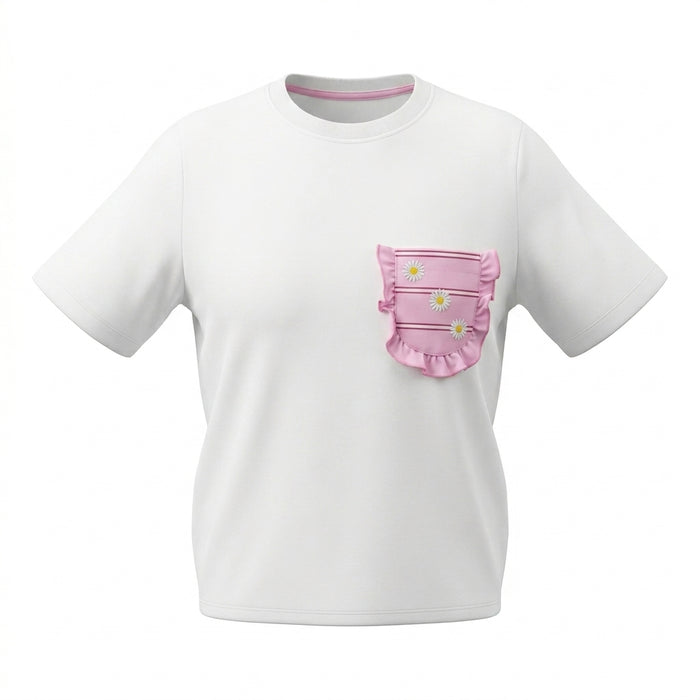 Girls Short Sleeve T Shirt With Decorative Front Pocket