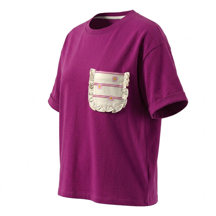 Girls Short Sleeve T Shirt With Decorative Front Pocket