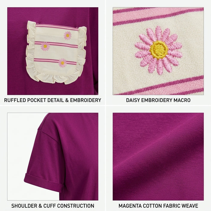 Girls Short Sleeve T Shirt With Decorative Front Pocket