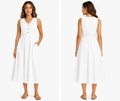 Woman Sleeveless Button Front Midi Dress