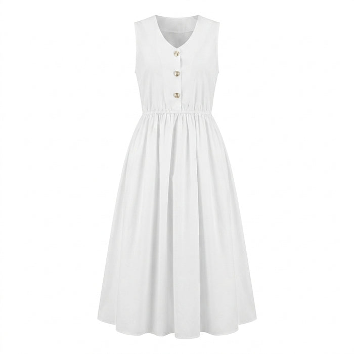 Girls Sleeveless Button Front Midi Dress