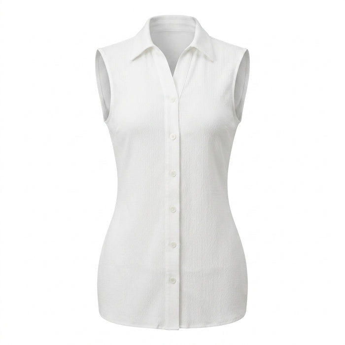 Girls Sleeveless Collared Button Front Top