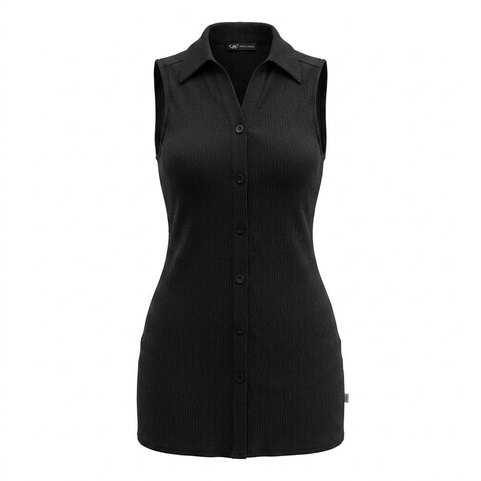 Girls Sleeveless Collared Button Front Top