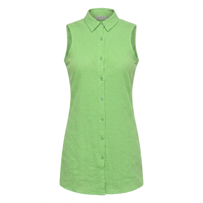 Girls Sleeveless Eyelet Shirt Dress