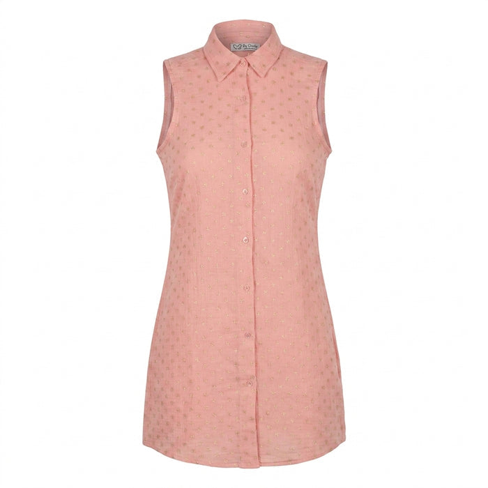 Girls Sleeveless Metallic Dot Shirt Dress