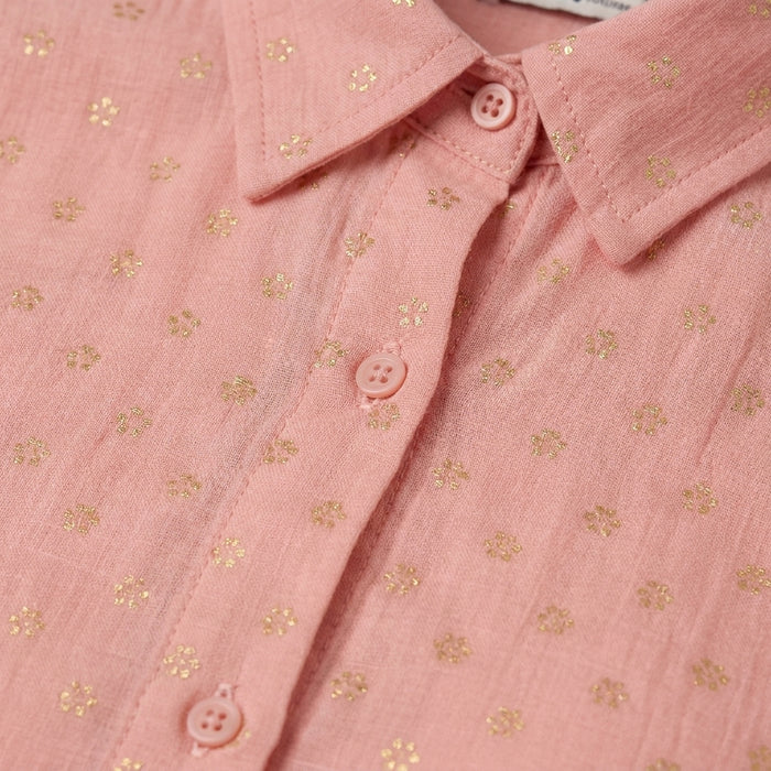 Girls Sleeveless Metallic Dot Shirt Dress