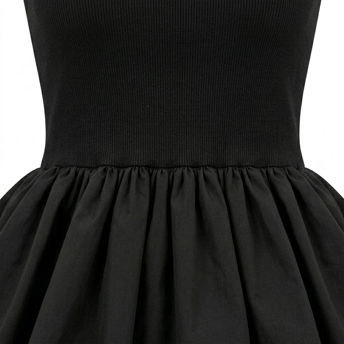 Girls Sleeveless Ribbed Bubble Dress