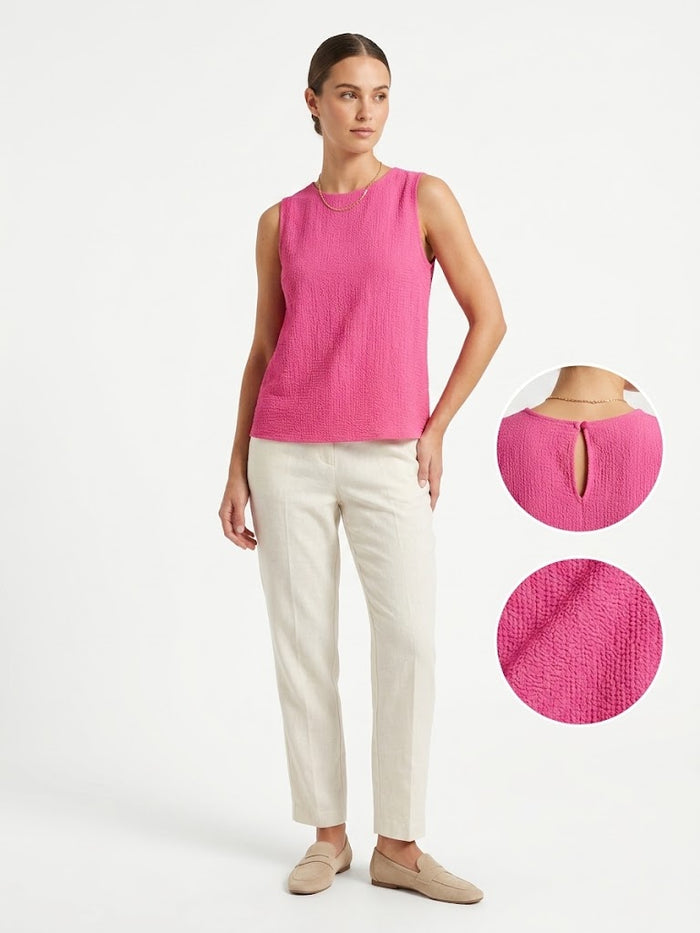 Woman Sleeveless Textured Top
