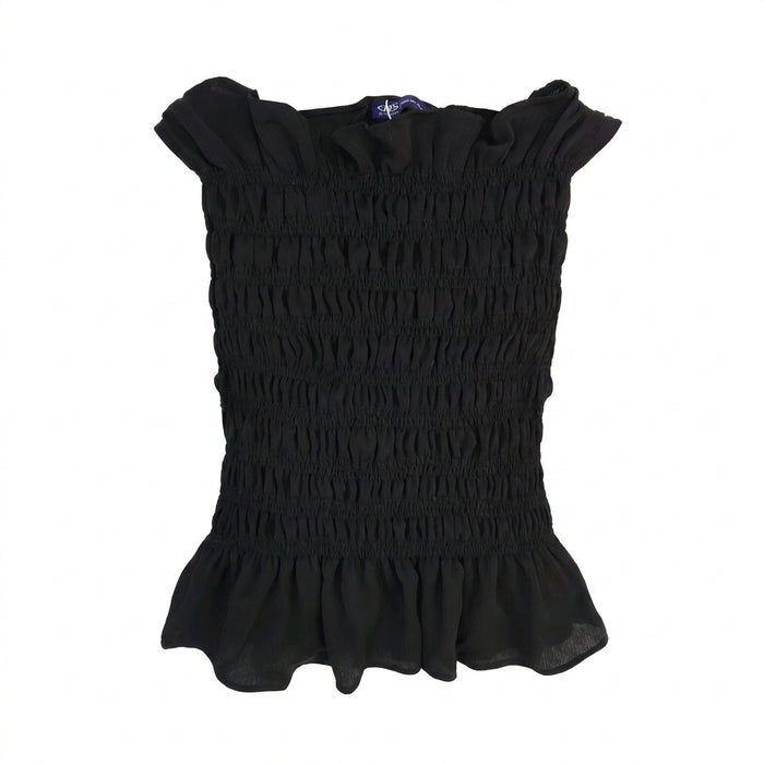 Girls Smocked Sleeveless Ruffle Top