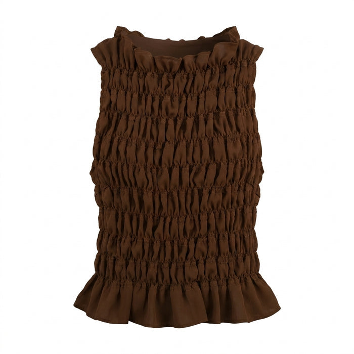 Girls Smocked Sleeveless Ruffle Top