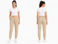 Woman Solid Fleece Jogger Pants With Drawstring Waist