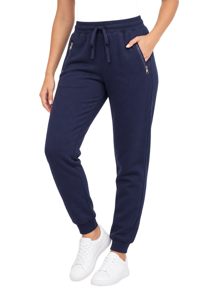 Woman Solid Jogger Sweatpants With Zipper Pockets