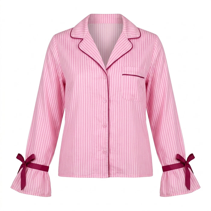Girls Striped Long Sleeve Shirt And Shorts Set