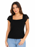 Girls Textured Cap Sleeve Top