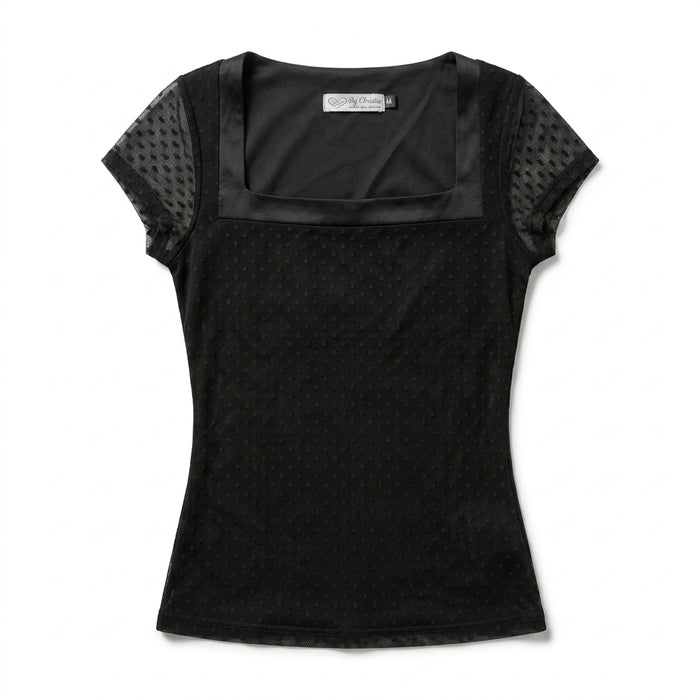 Girls Textured Cap Sleeve Top