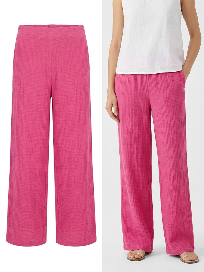 Woman Textured Wide Leg Pants