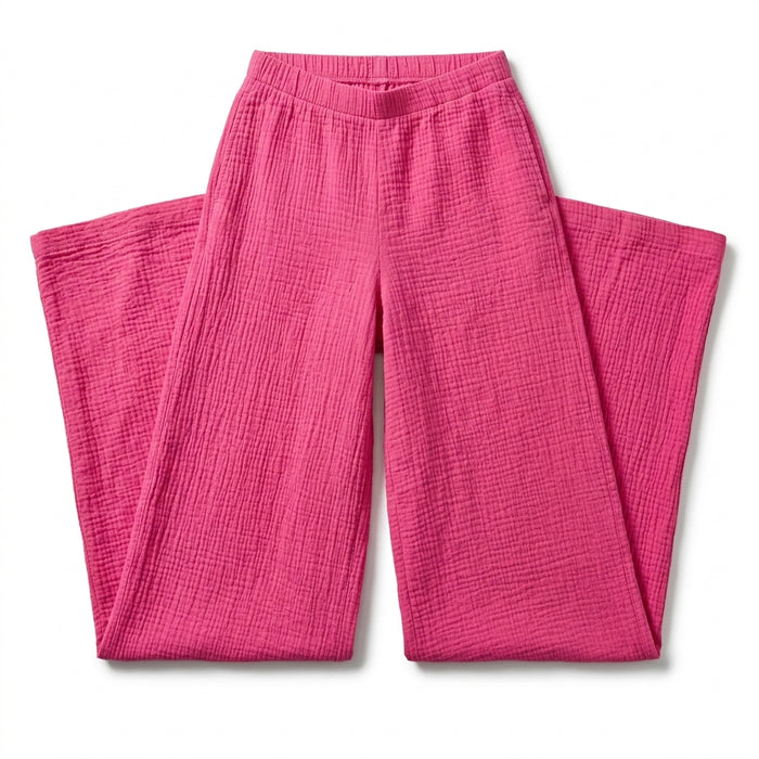 Girls Textured Wide Leg Pants