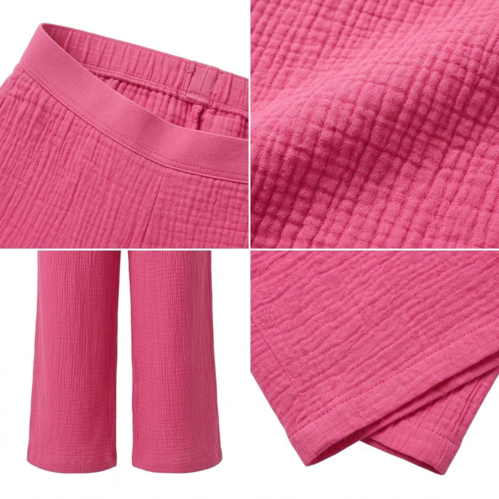 Girls Textured Wide Leg Pants