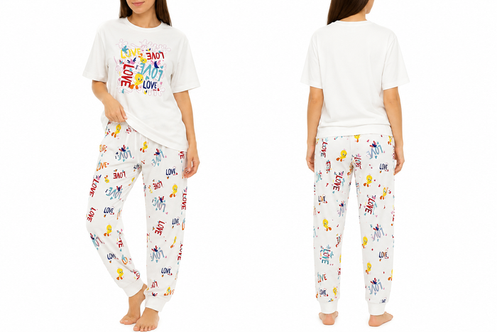 Woman Tweety Love Print T Shirt And Jogger Set