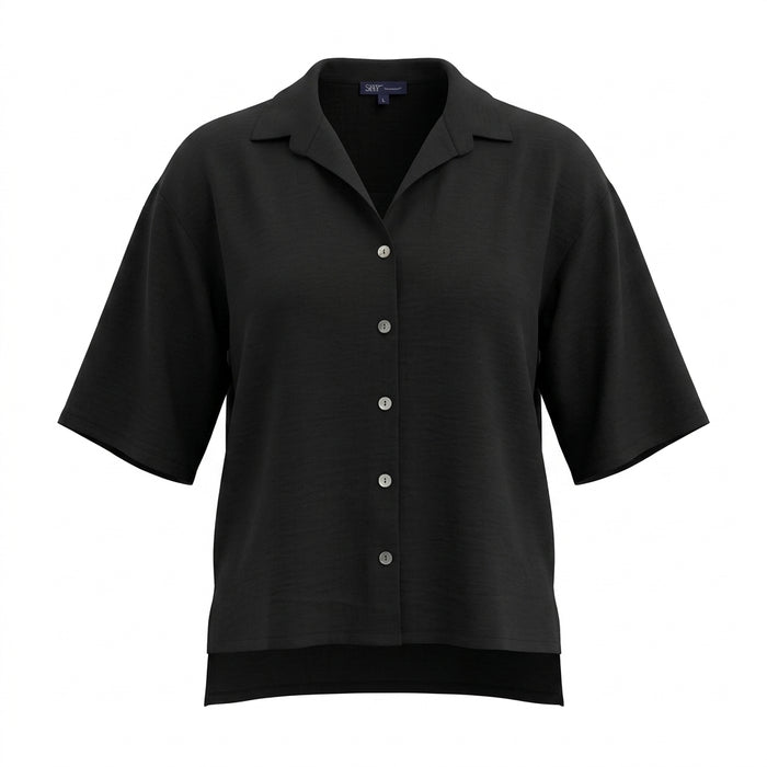 Women 3 4 Sleeve Button Up Blouse