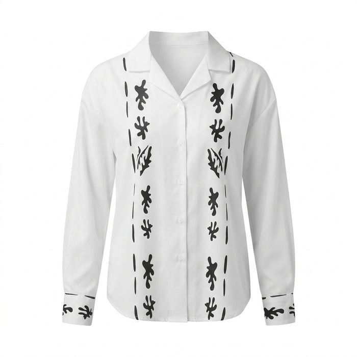 Women Abstract Print Button Front Blouse