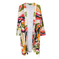 Women Abstract Print Open Front Cover Up