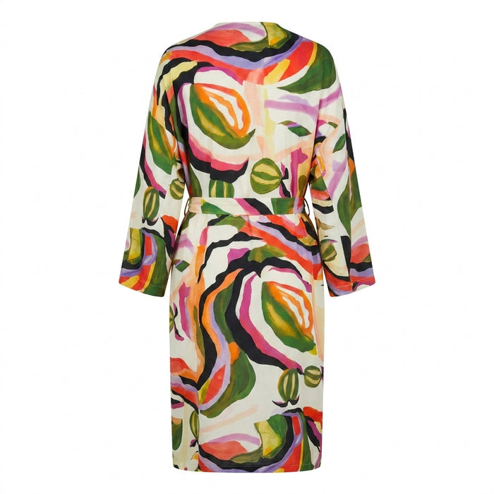 Women Abstract Print Open Front Cover Up