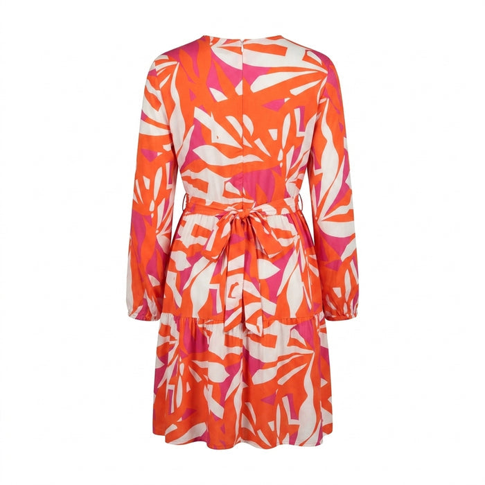 Women Abstract Print Tiered Mini Dress