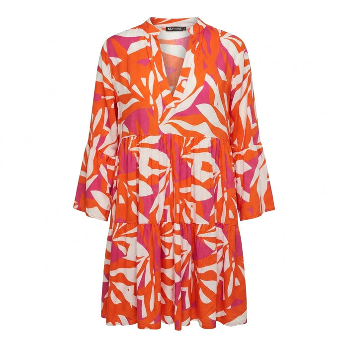 Women Abstract Print Tiered Mini Dress