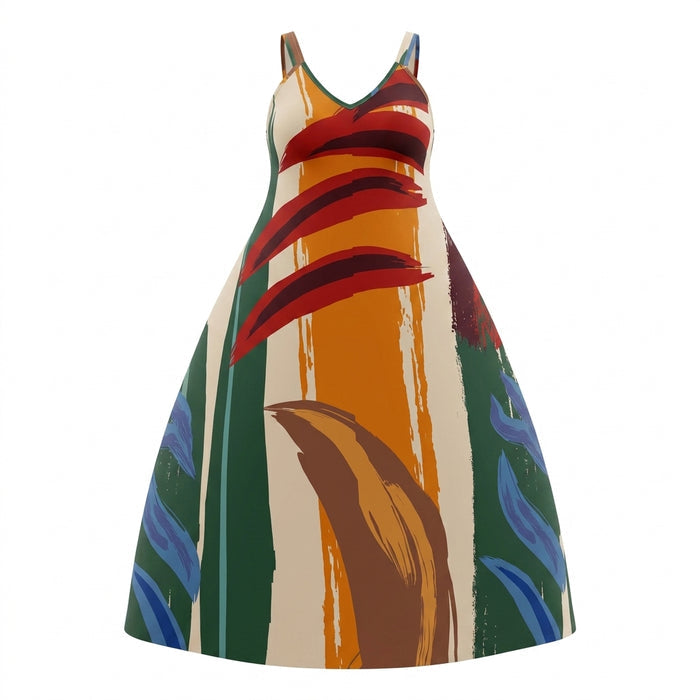 Women Abstract Sleeveless Maxi Dress