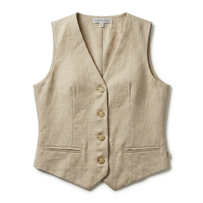Women Button Front Sleeveless Vest