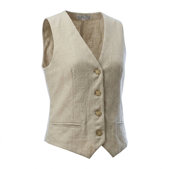 Women Button Front Sleeveless Vest