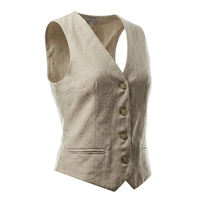 Women Button Front Sleeveless Vest