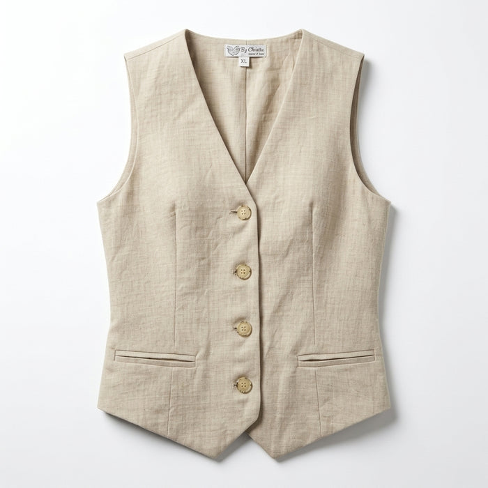 Women Button Front Sleeveless Vest