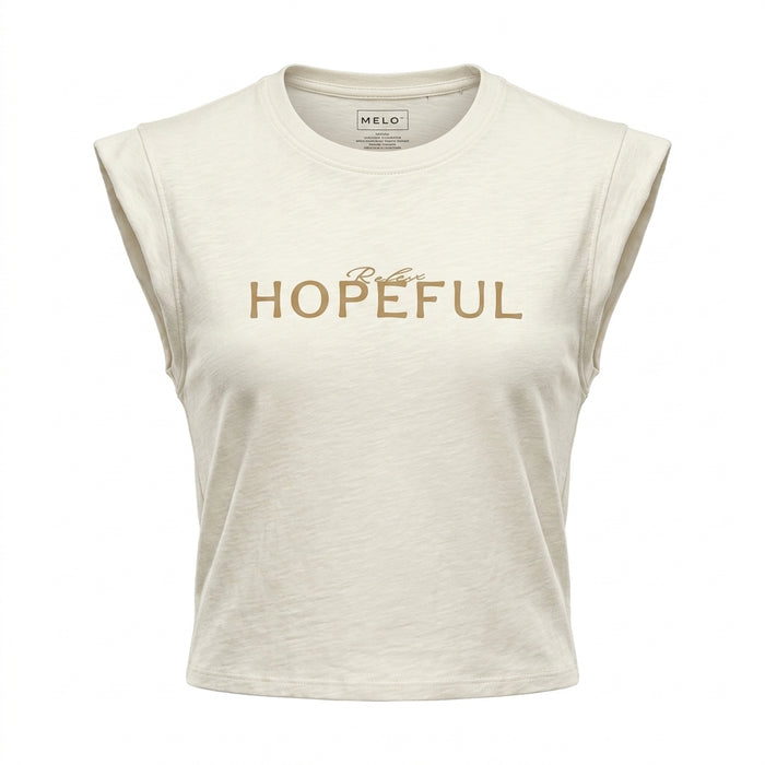 Women Cap Sleeve T Shirt With Hopeful Print