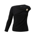Women Casual One Shoulder Ruched Top With Metallic